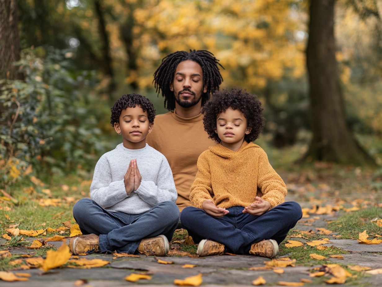 Illustration depicting mindfulness strategies for dealing with children's difficult behaviors.