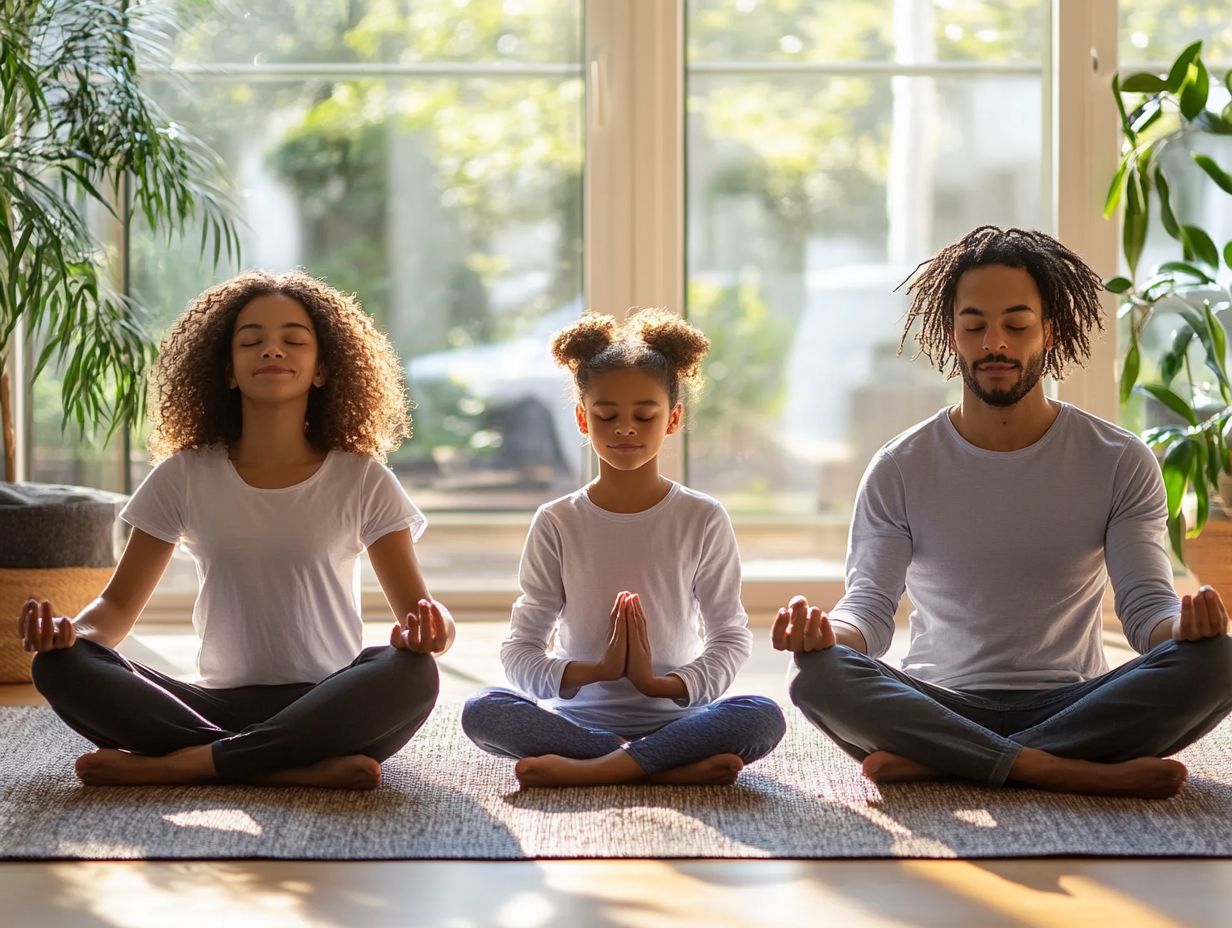 Family enjoying mindfulness activities outdoors