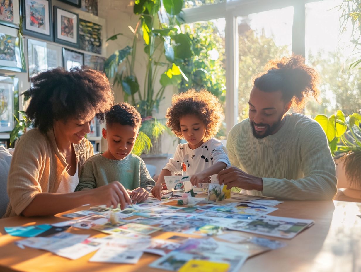 A colorful collage representing a Mindful Family Vision Board.