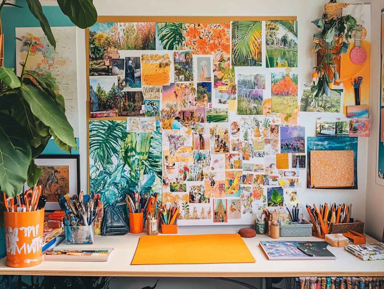 A calming self-care vision board with images of relaxation techniques