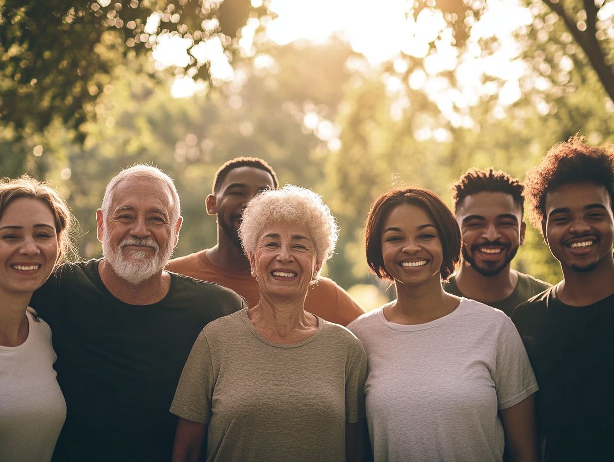 A group of adults engaging in a supportive conversation that illustrates emotional awareness