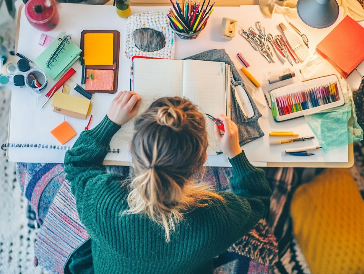 A person journaling in a cozy indoor setting