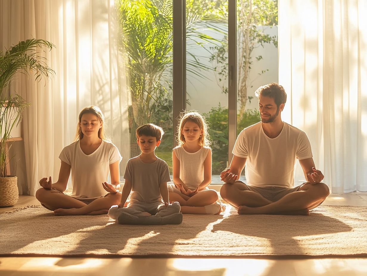 A family practicing mindfulness together, enhancing their emotional connections and empathy