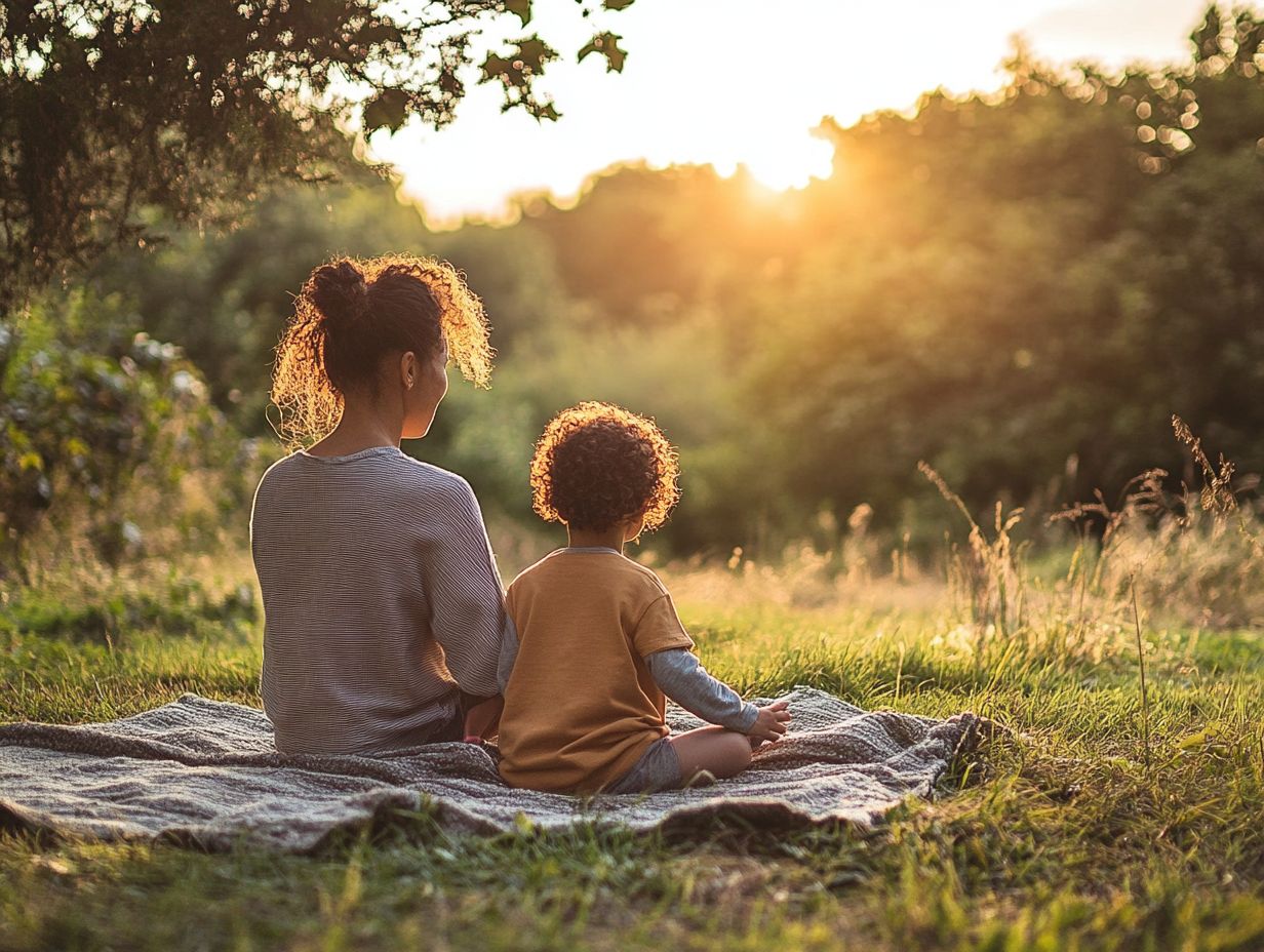 Family practicing mindful breathing together