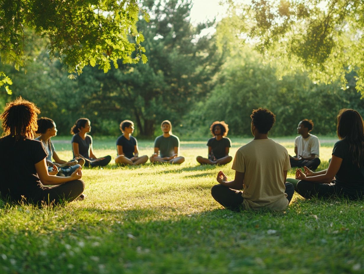 Group members engaged in mindfulness activities for enhanced connection and awareness