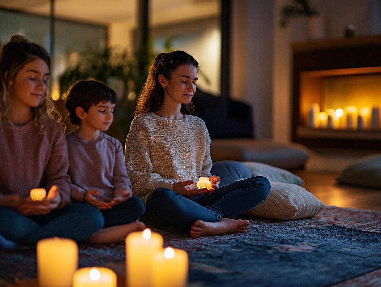 Family engaging in mindful activities together