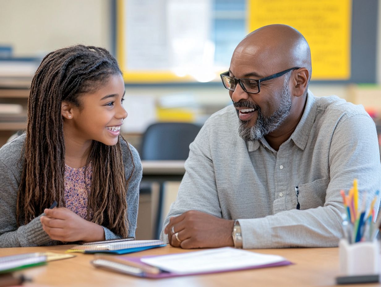 A parent meeting with a teacher during a parent-teacher conference