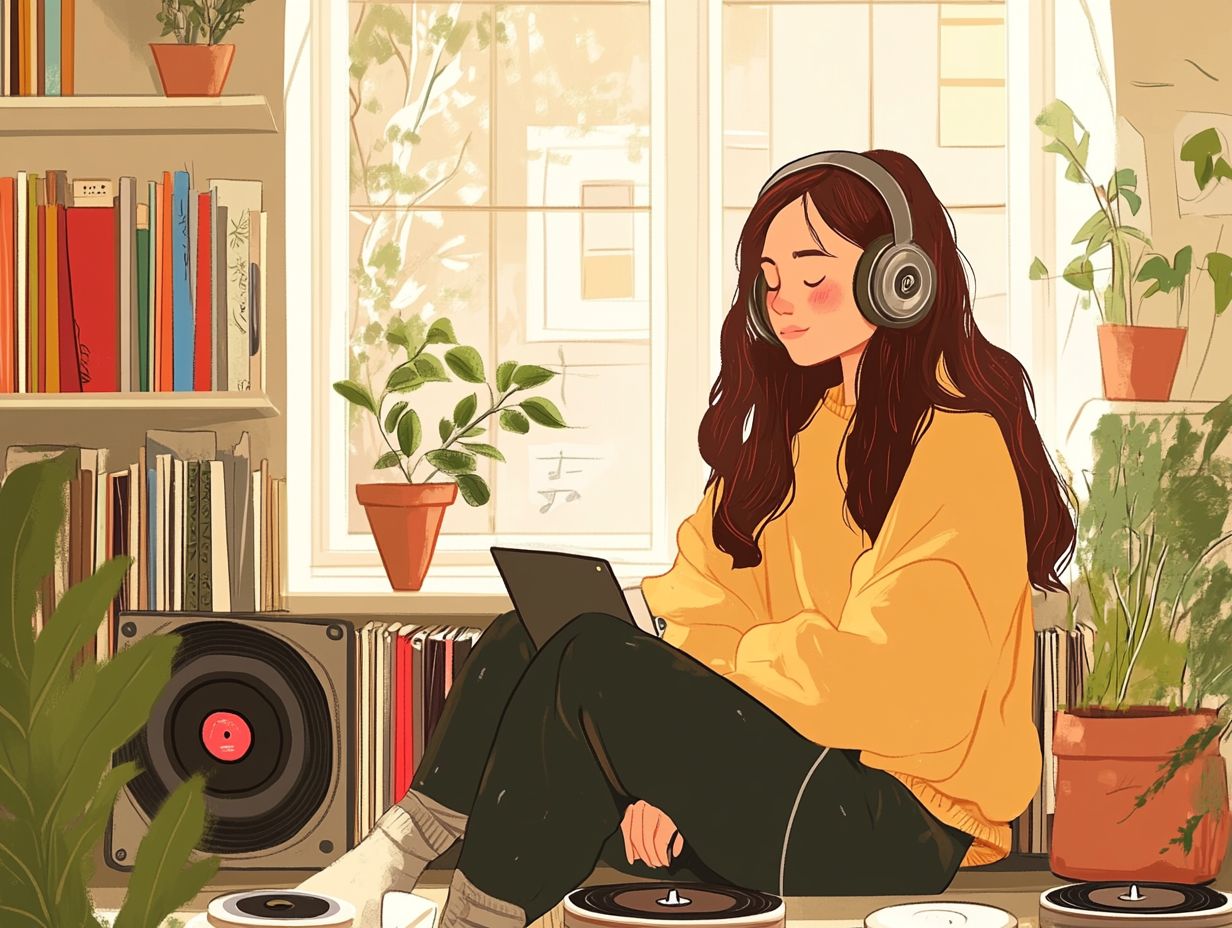 An illustration showing how to create a personalized music playlist for self-care.