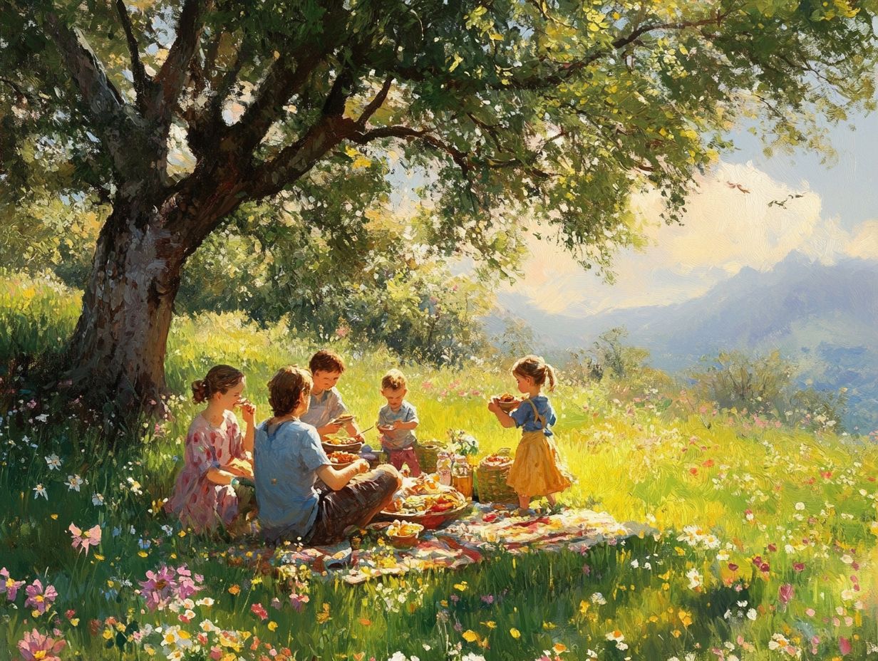 Illustration of family enjoying nature-based activities