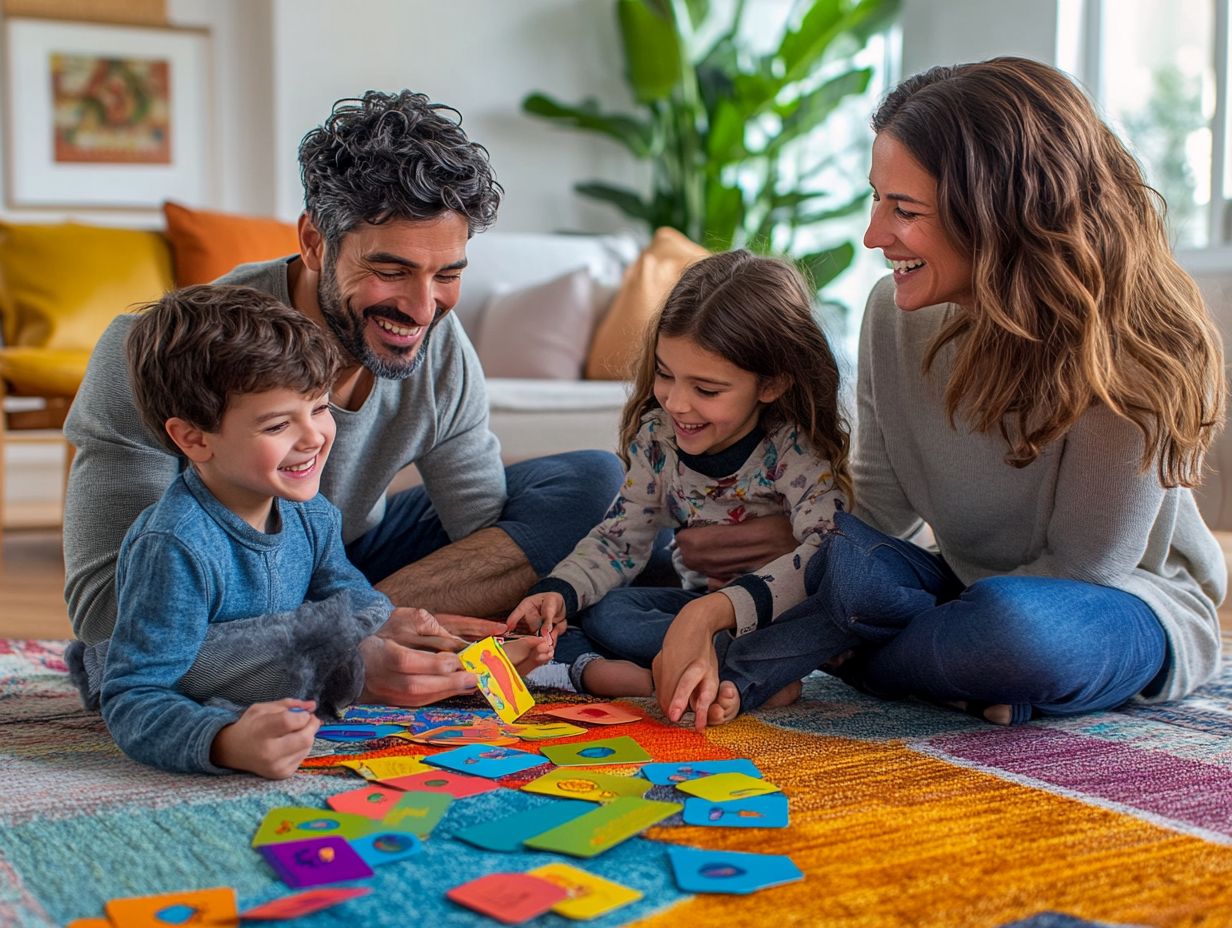 An illustration of mindful communication games for families in action.