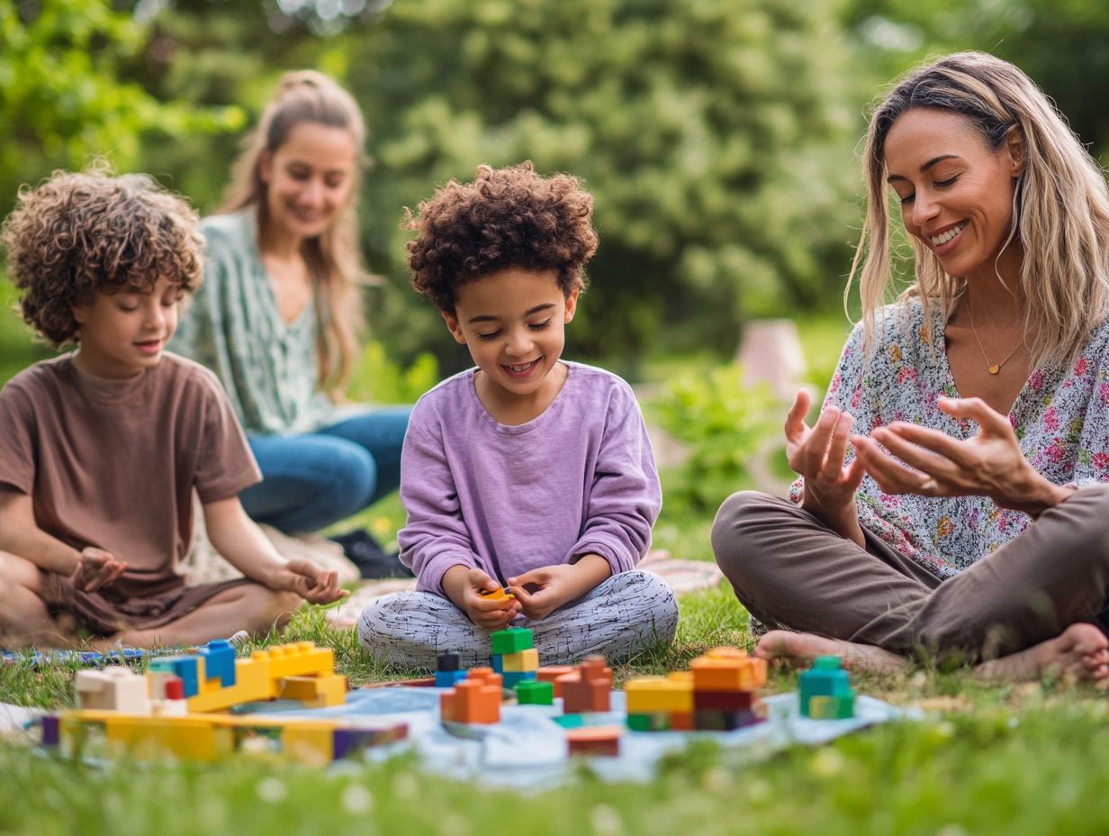 An illustration depicting various types of mindful play activities for children.