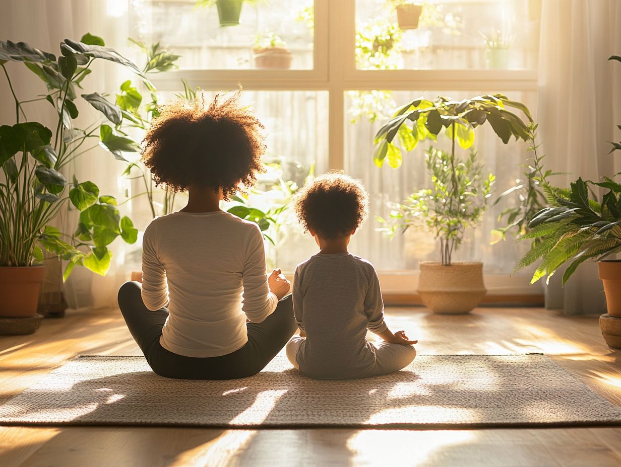 Illustration of mindfulness techniques for promoting calmness in parenting