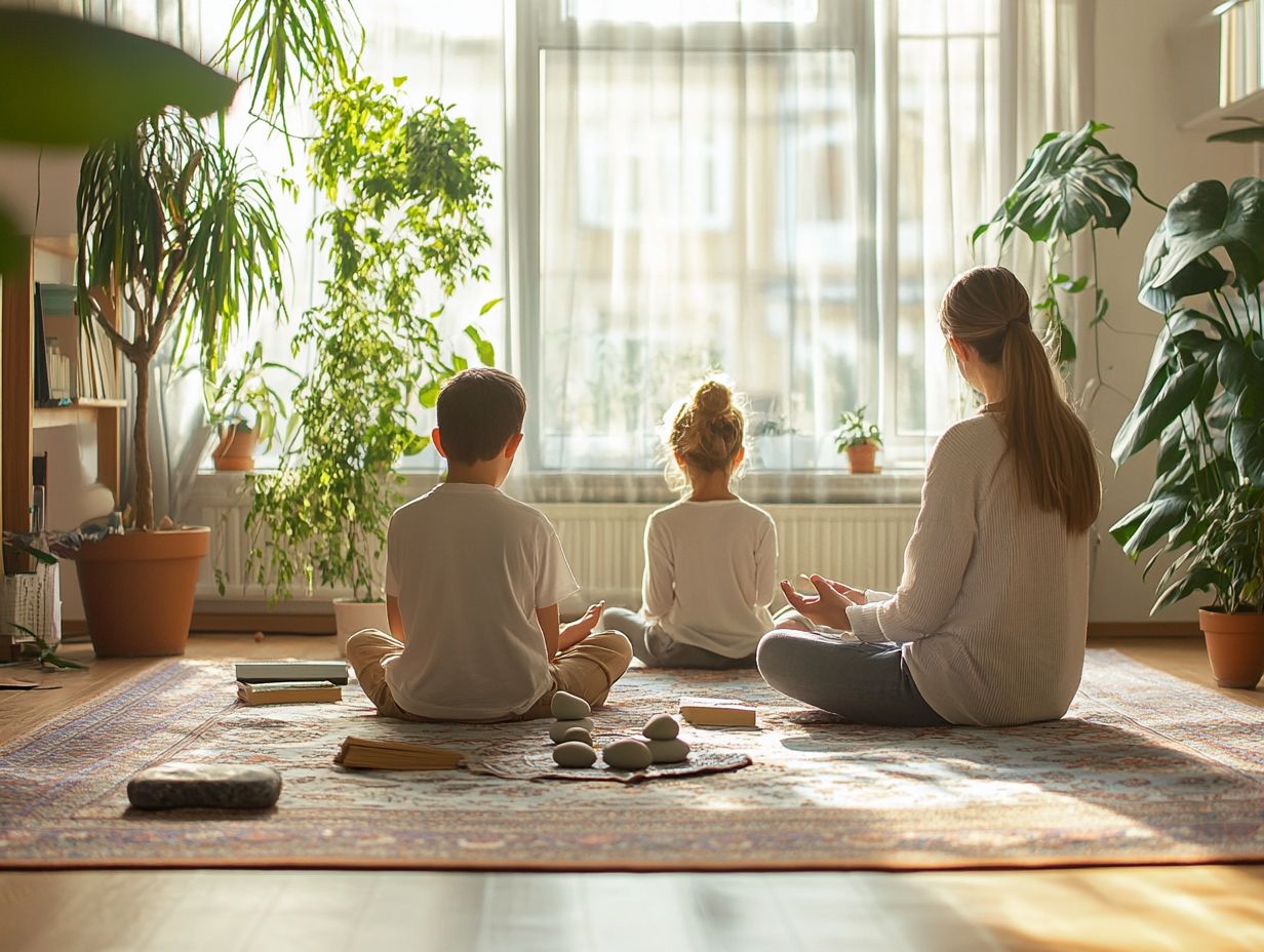 A visual summary of key mindfulness techniques for families.