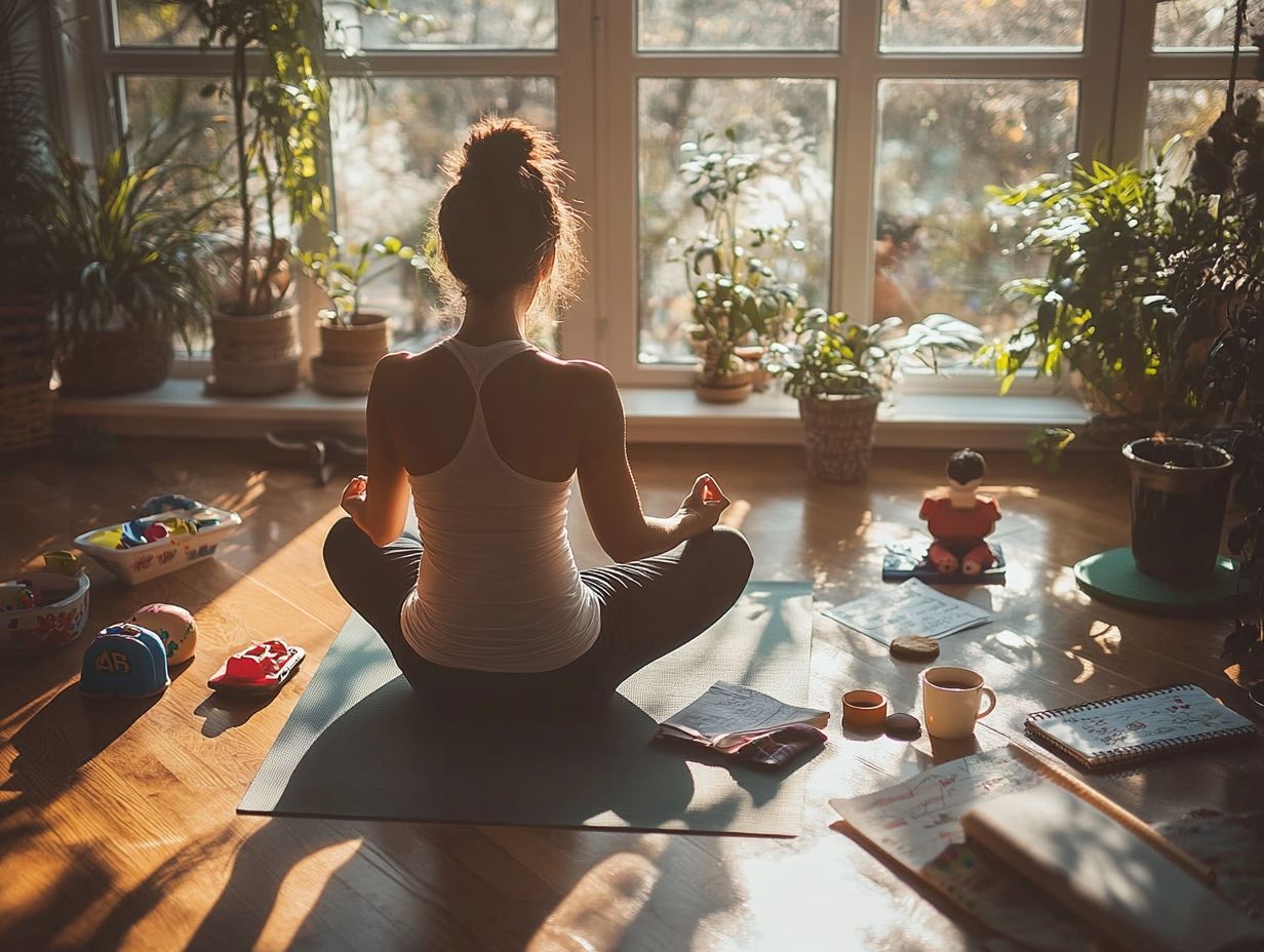 A serene moment of mindful breathing, enhancing relaxation and connection in parenting.