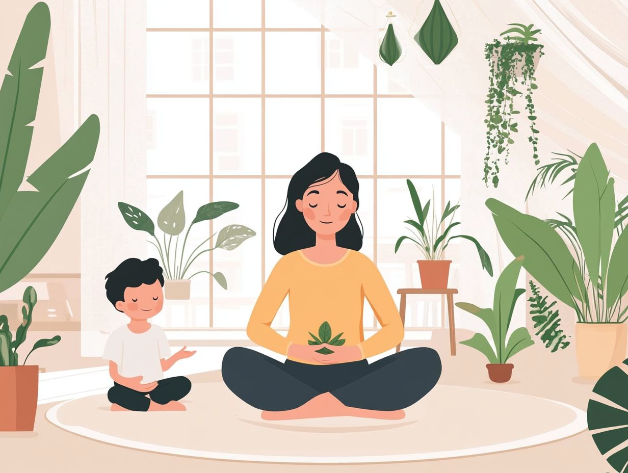 Parent practicing mindfulness techniques with children