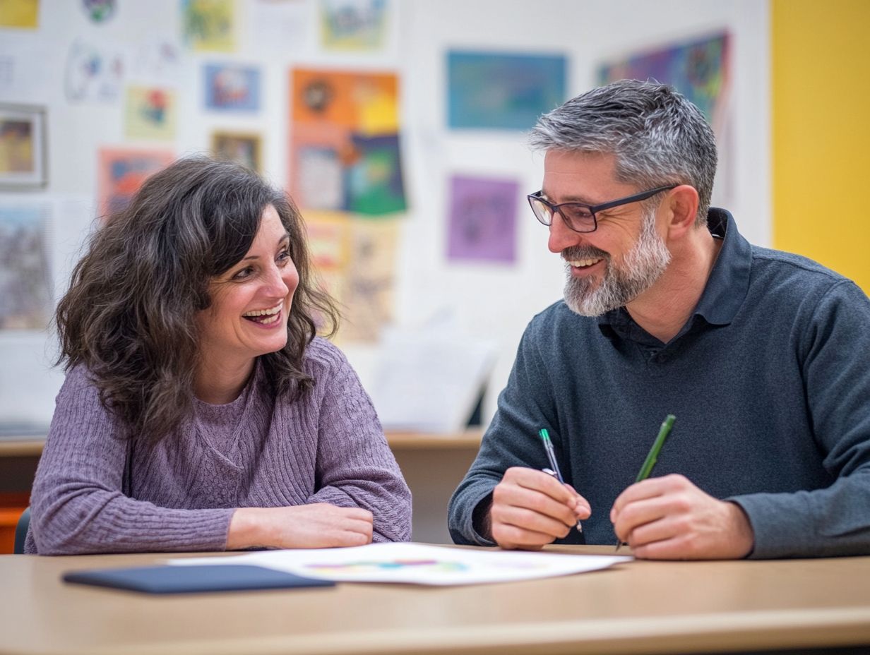 A parent engaging with their child's teacher during a conference.