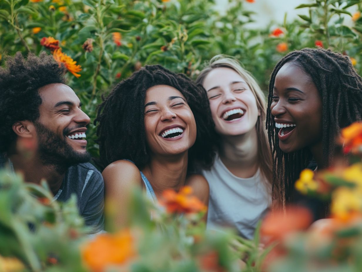 A group of people enjoying laughter yoga together