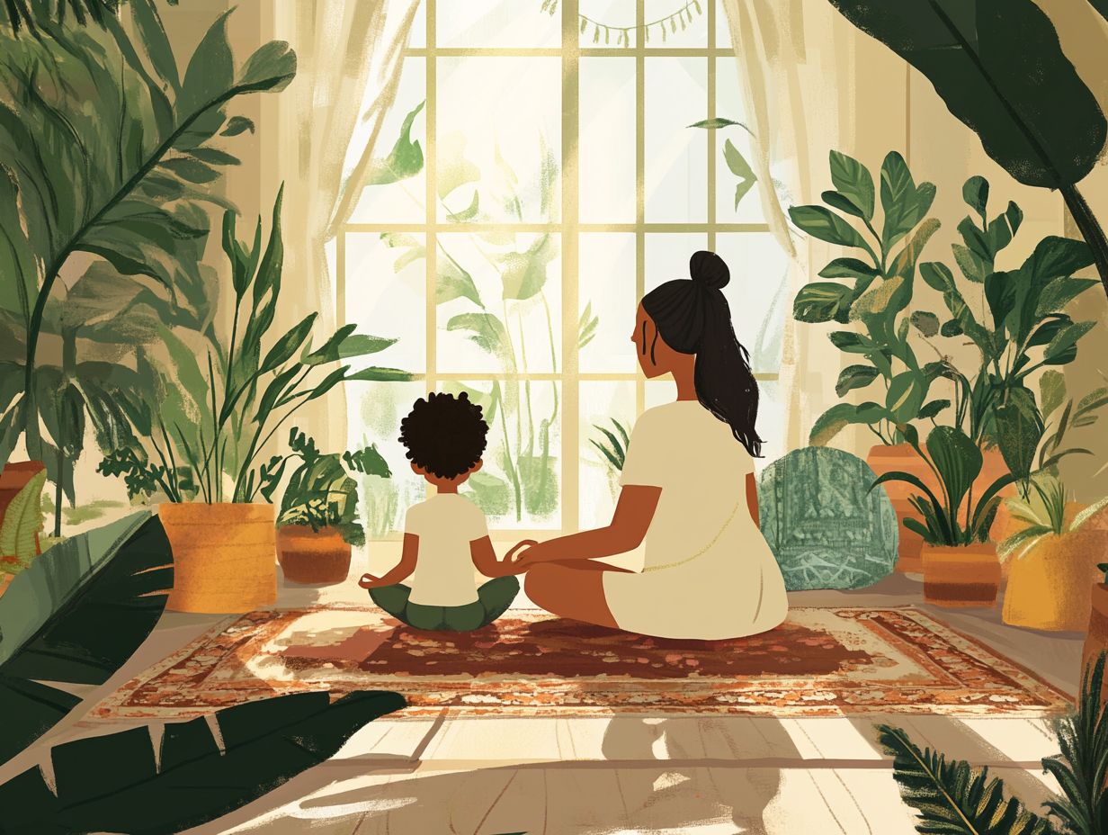 Illustration depicting frequently asked questions about mindfulness in parenting