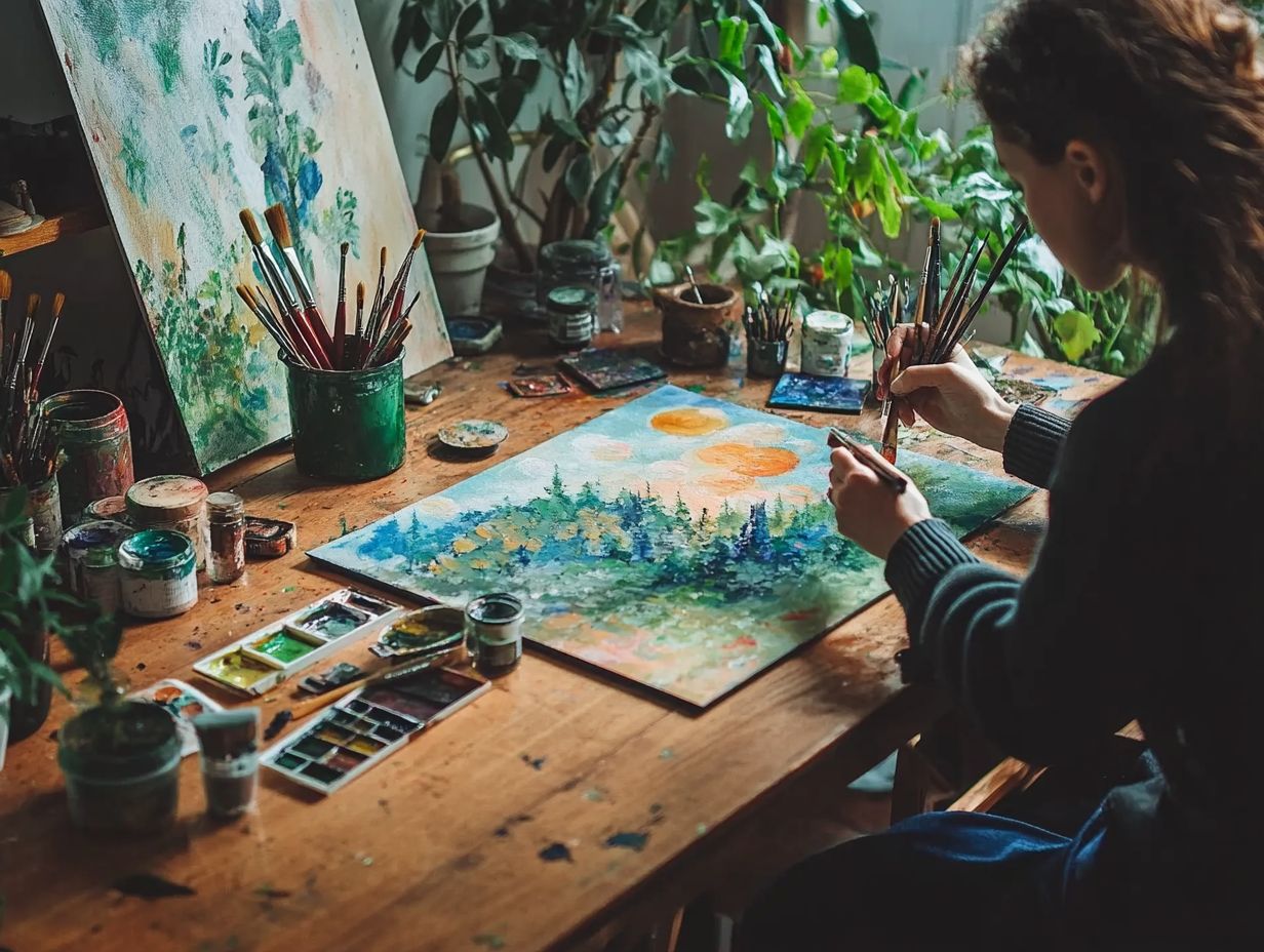 A group of individuals engaged in an art class, exploring creative techniques for stress relief.