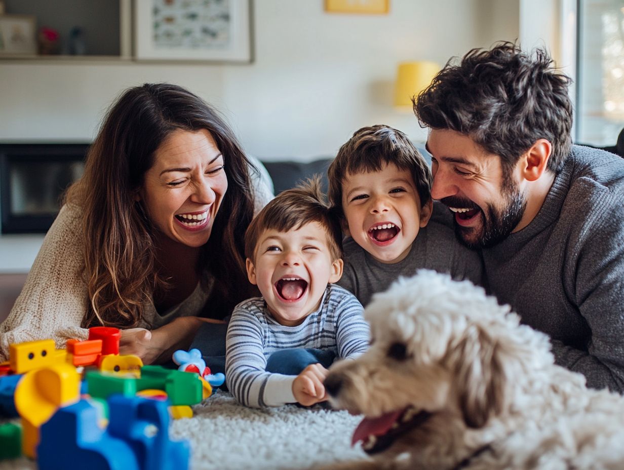 Family having fun while cleaning