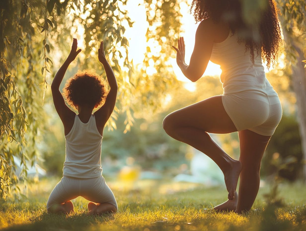 An illustration of yoga techniques for mindful parenting