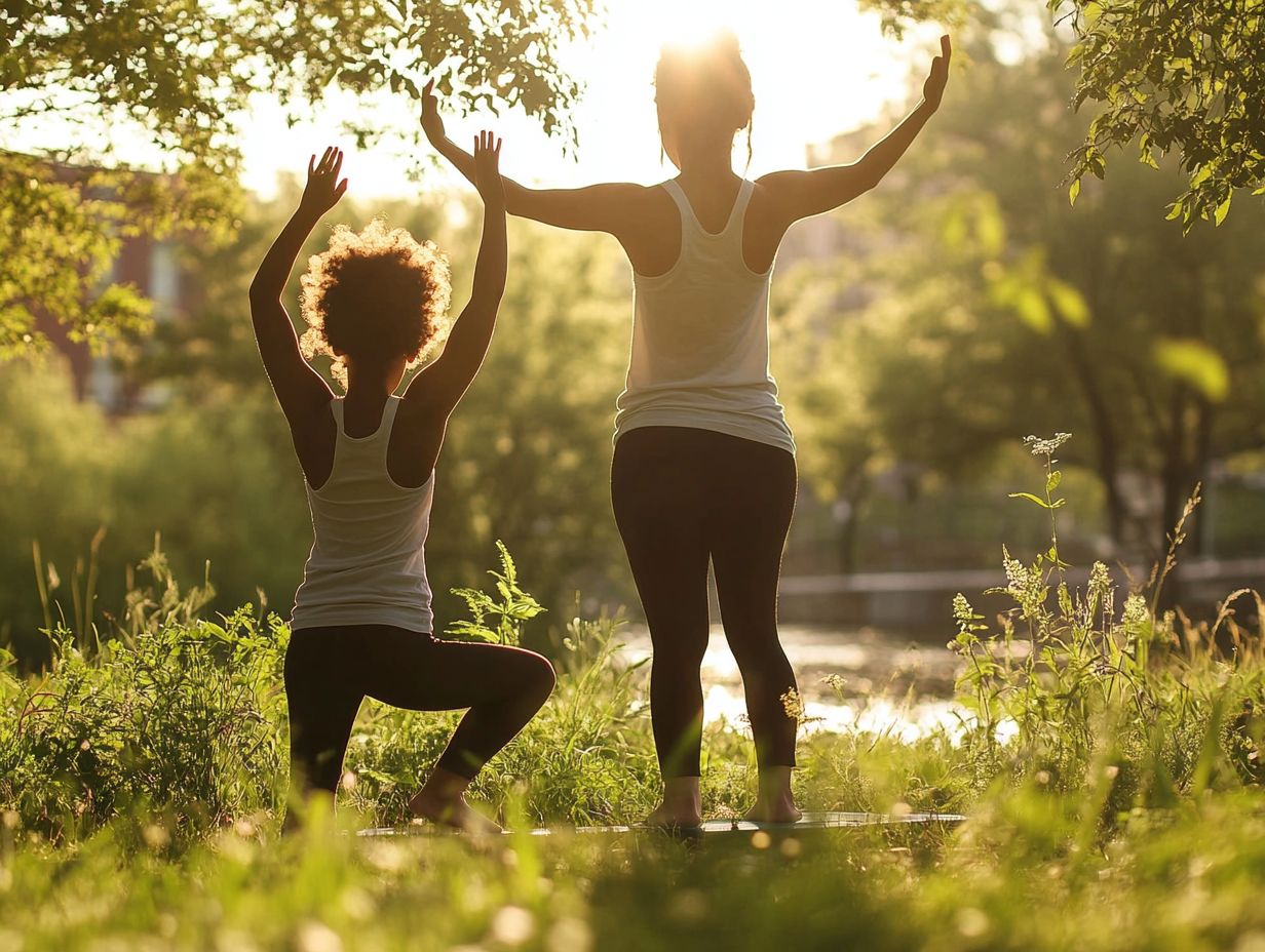 Visual representation of key takeaways for mindful parenting through yoga.